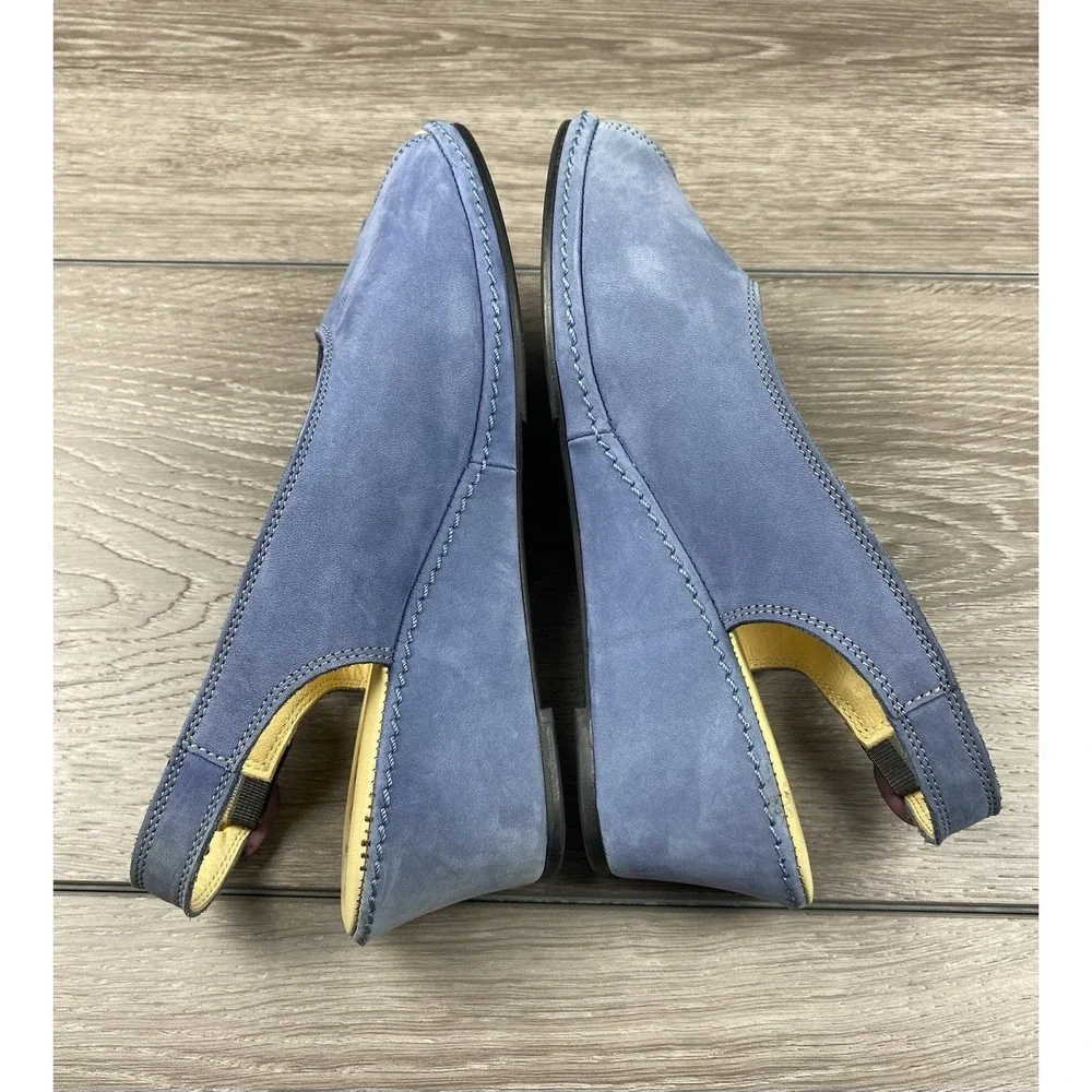 La Plume Womens Leather‎ Peep Toe Slingback Wedge Sandals Blue Size 38 US 7